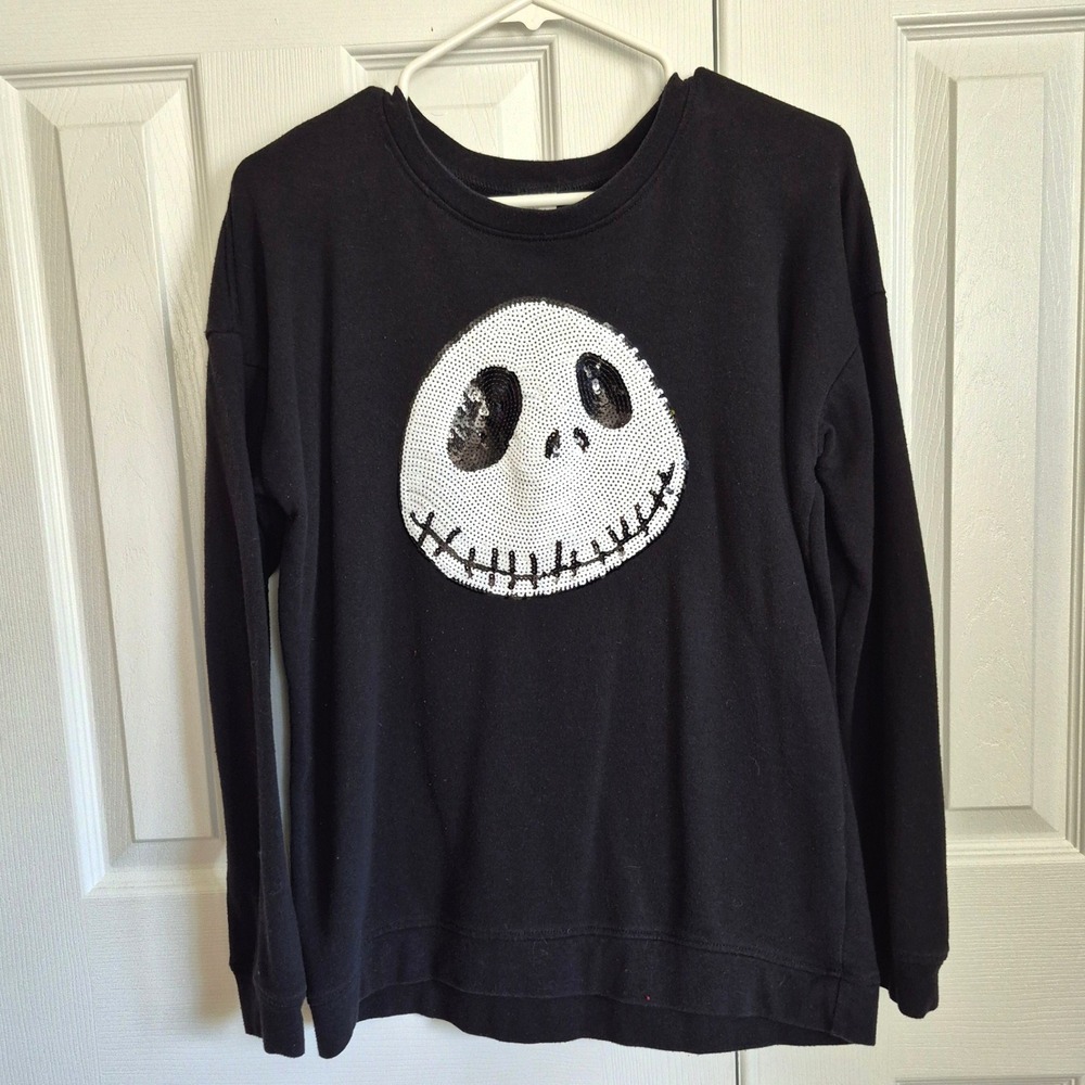 Nightmare Before Christmas Jack Skellington Halloween sequin sweatshirt medium‎